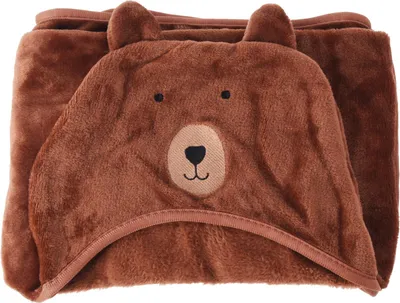 Obrázok produktu pre Detská fleecová deka Medvedík s kapucňou 70 × 100 cm - hnedá