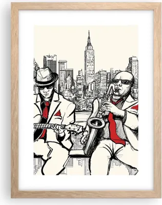 Produktbild von Gerahmtes Poster - Rahmen in heller Eiche - Jazz Musik Musiker - 30x40 cm - Wand Bild - Wanddeko - Wandbilder - Wandposter - Bilderrahmen - Bilder - Kunstdruck - Wandbild - P2NPA30x40-3599