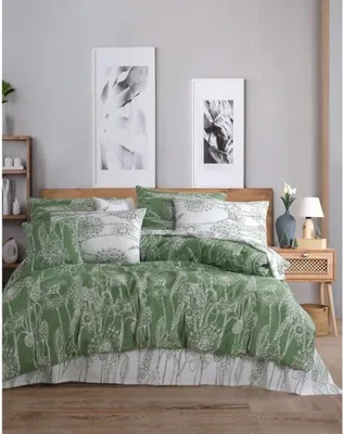 Produktbild von L'Essentiel Linge de Maison, Lara - Green, Ranforce King-Size-Bettbezug-Set (FR), Grün, 100 % BAUMWOLLE RANFORCE, 240 x 220 cm