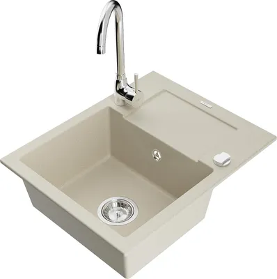 Produktbild von Mexen Enzo 1 Becken-Granitspüle mit Abtropffläche und Mischbatterie Telma, Beige - 6506-69-670200-00