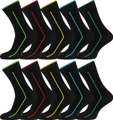 Produktbild von Schwarze Socken Uni mit stylischen, modernen Neon Streifen Gr.35-38