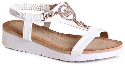 Produktbild von topschuhe24 3003 Damen Riemchen Sandalen Glitzer Sandaletten , Farbe:Weiß, Größe:39 EU
