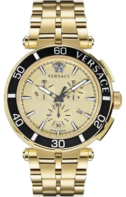 Produktbild von Versace Greca Chrono Herrenuhr gold schwarz