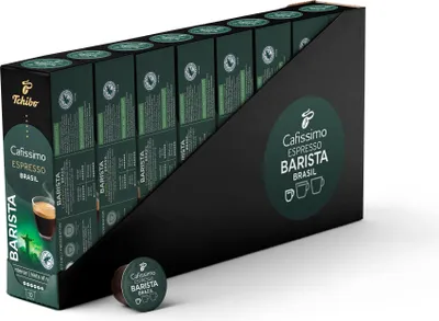 Produktbild von Tchibo Cafissimo Vorratsbox Espresso Brasil Kaffeekapseln, 80 Stück – 8 x 10 Kapseln (Espresso, ausdrucksstark mit Nussnote), nachhaltig & fair gehandelt