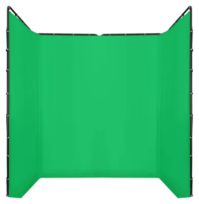 Produktbild von Green Screen Hintergrund 4 x 2,4 m - Chroma Key Fotohintergrund - Tragbares Metallgestell - Polyesterstoff - Für Video & Foto Studio - Schwarz/Grün