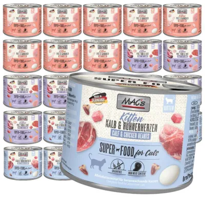 Zdjęcie produktu dla MAC's Kitten Mokra Karma Dla Kociąt Mix Smaków 24x200g Cielęcina Indyk Wołowina