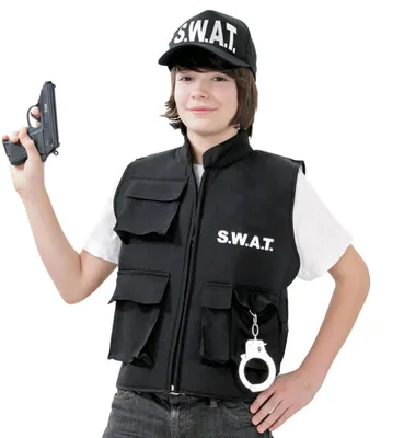 Produktbild von Kinder-Kostüm SWAT-Weste und Mütze Spezialeinheit Police Officer Security (164)