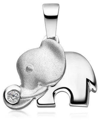 Produktbild von MATERIA by Matthias Wagner Kettenanhänger Elefant Silber 925 rhodiniert mit Zirkonia KA-99-Silber
