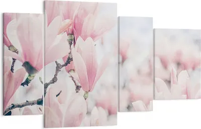Produktbild von Bild auf Leinwand - Leinwandbild - 4 Teile - Magnolie Blumen Rosa - 120x70cm - Wand Bild - Wanddeko - Wandbilder - Leinwanddruck - Bilder - Wanddekoration - Leinwand bilder - Wandbild - DL120x70-4396