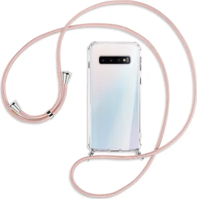Produktbild von Handykette Backcover-Schutzhülle mit Band (Metall silberfarben) für Samsung Galaxy S10 - roségold