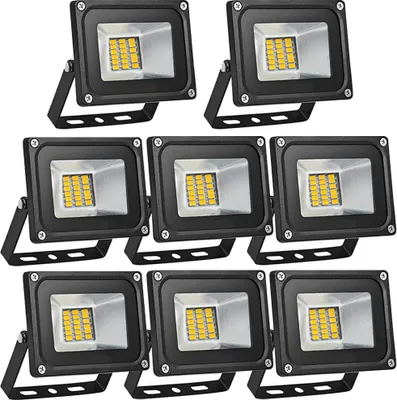 Produktbild von Greenmigo 8x 20W SMD Fluter Strahler Warmweiß Schwarz Aluminium Gehäuse IP65 Wasserdicht LED Lampe Wandleuchter Flulicht Flutbeleuchtung LED Gartenlampe Außenstahler