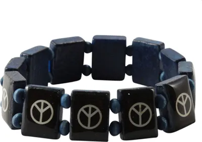Produktbild von Holzarmband - Peace - blau