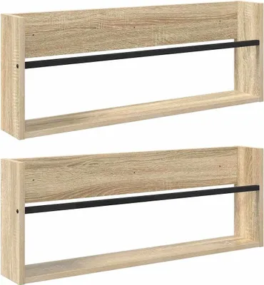 Produktbild von vidaXL Magazinregal 2 pcs Sonoma-Eiche 80 x 12 x 30 cm Holzwerkstoff