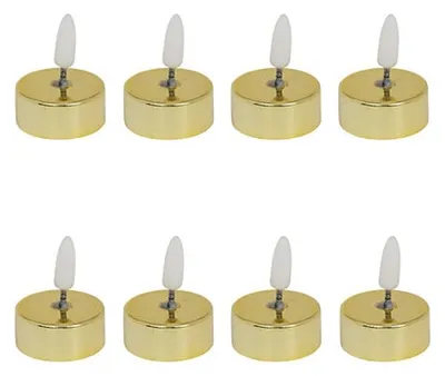 Productafbeelding van LED-theelichthouders - 8 stuks - goud - glanzend - 5,5 cm - Theelichthouders - LED-kaarsen