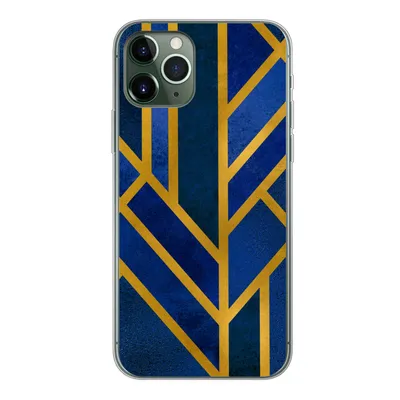 Produktbild von MuchoWow® Handyhülle Schutzhülle Hülle für iPhone 11 Pro Gold - Blau - Luxus Silikon Softcase Handy Hülle - Handy