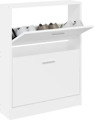 Produktbild von " "Schuhschrank/Flurschuhregal Skandinavisch - Schuhkommode - Weiß 59x17x81 cm Holzwerkstoff NeuMöbel 4846040