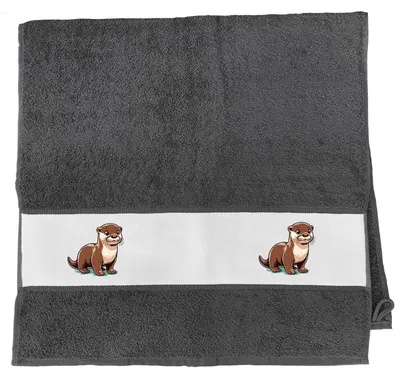 Produktbild von Huuraa Handtuch Otter Comic 50x100cm Graphite Baumwolle Handtuch Geschenkidee