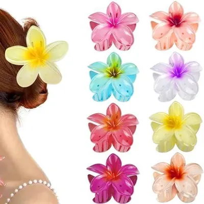 Produktbild von 8 Blumen-Haarspangen für Frauen, dekorative Haarkrallen mit Blumenmotiv, Haarspiralen-Clips aus rutschfestem Kunststoff