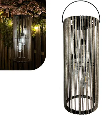 Obrázek produktu pro Gadgy Solární lucerna venkovní, ratanový design – LED solární svítidlo, vhodné pro zavěšení i jako stolní lampa