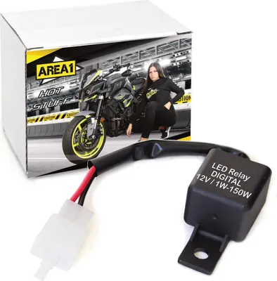 Produktbild von Area1 Motorrad Blinker Relais digital für LED Halogen und Glühbirnen, lastunabhängig 12V 0.1-150W 2 Pin/2-Polig LED Blinkgeber elektronisch