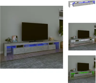 Imagen del producto de vidaXL Mueble de TV con iluminación LED, color gris cemento, 260x36,5x40 cm - Mueble para televisión