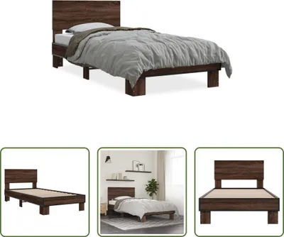 Produktbild von The Living Store Bettgestell Braun Eichen-Optik 90x200 cm Holzwerkstoff Metall