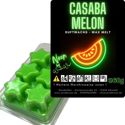 Produktbild von WonderWax Neon Duftwachs Wax Melts für Duftlampe, 6 Sterne Duftmelt Wachsmelt Sojawachs Neon Sterne für Raumdüfte, Wachs Duftöl Indoor Herbst Melts für Aromalampe Casaba Melone & Santal