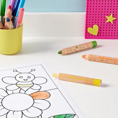 Imagen del producto de Lápices de cera/acuarelas jumbo 3 en 1 de madera, solubles en agua, 6 unidades, más un sacapuntas/lápices de colores para niños, para niños