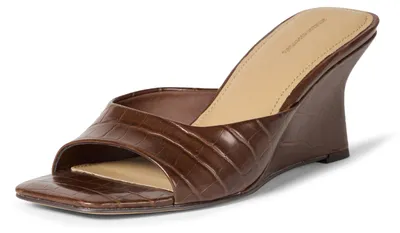 Produktbild von A. Essentials Damen Sandalen mit Keilabsatz, Braunes Krokodilimitat, 37.5 EU