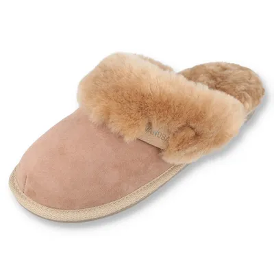 Immagine prodotto di Vanuba - Pantofole da donna Pantofole moderne in vera pelle di agnello e lana naturale D015 Beige, Taglia 42 EU