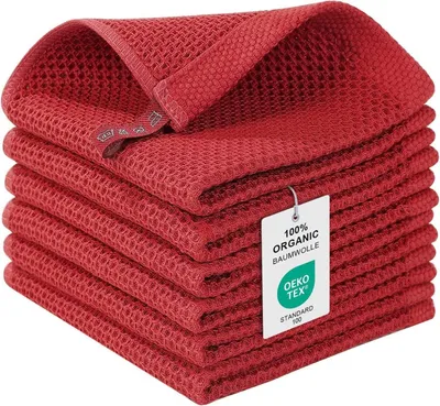 Produktbild von 6er Set Moosfor Geschirrtücher 100% Baumwolle 30 x 30 cm Rot