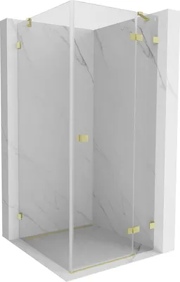 Produktbild von Mexen Lunar Duschkabine rechts öffnend 100 x 100 cm, transparent, gebürstetes Gold - 834-100-100-55-00-P