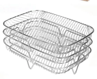 Immagine prodotto di Griglia rettangolare, acciaio inossidabile 304, impilabile fino a tre livelli, accessori per barbecue