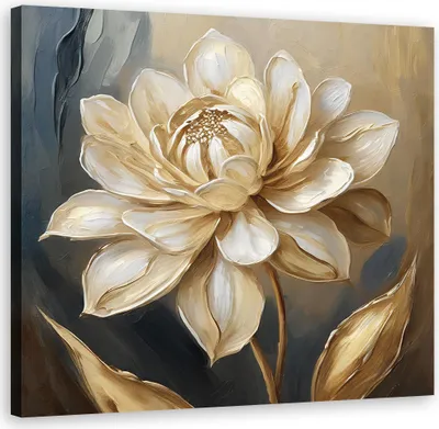 Produktbild von Leinwandbild Goldene Blumen im Glamourstil 60x60 Feeby Beige bild für die wand bereit zum aufhängen