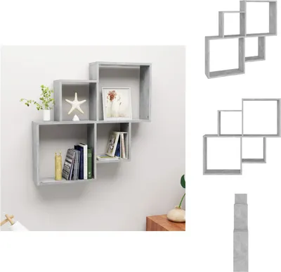 Image de vidaXL Étagère cube gris béton 80x15x78,5 cm Bois composite - Étagères murales
