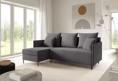 Produktbild von LIKMA Ecksofa ZAVO Grau L-Form 214x142 cm Schlafsofa mit Bettfunktion 202x140 cm 2 Bettkasten Stauraum Polstersofa