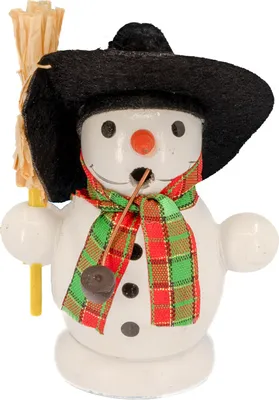 Produktbild von Kaladia Räucherfigur Schneemann mit Besen - Größe ca. 10cm, für Räucherkerzen Größe S (Klein) - 90123-10c