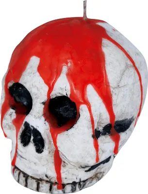 Produktbild von Skelett Kerze Halloween Dekor Blutiger Totenkopf Dekorative Schädel Grusel Stimmungslicht Party Tischdeko Horror Schaurige Atmosphäre Mystische, Farbe: Rot