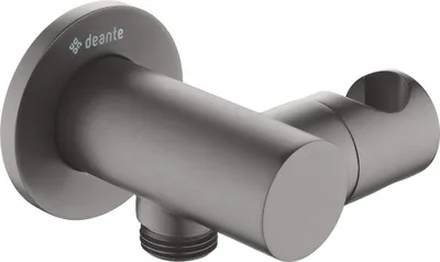 Produktbild von Winkelanschluss, rund, mit Halter für Handbrause - titanium