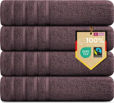 Produktbild von 4er Set Duschtücher Plain bordeaux-rot 70x140 : Bordeaux-Rot : 70x140