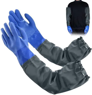 Produktbild von Lange Arbeitshandschuhe wasserdicht 70 cm - Vis- und Teichhandschuhe - PVC Gummi