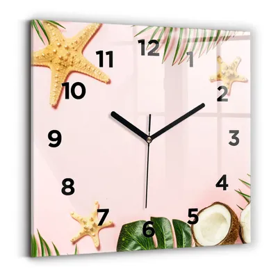 Produktbild von Wallfluent Wanduhr – Stilles Quarzuhrwerk - Uhr Dekoration Wohnzimmer Schlafzimmer Küche - Zifferblatt - schwarze Zeiger - 30x30 cm - Sommerstimmung