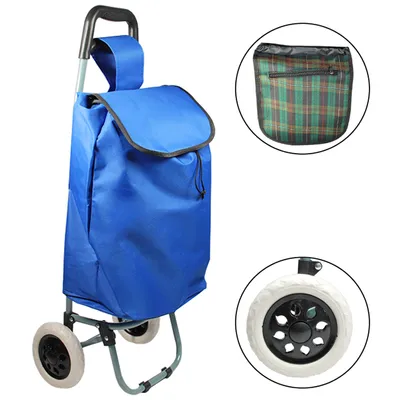 Produktbild von Einkaufstrolley Trolley Einkaufswagen Handwagen Koffer Handgepäck Trolli Roller E4 blau