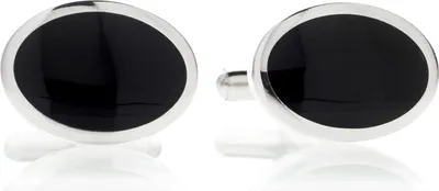 Immagine prodotto di Gemelli da uomo in acciaio inossidabile 316L - Pietra di onice nera lucidata a specchio - CLH001 - Larghezza 20mm