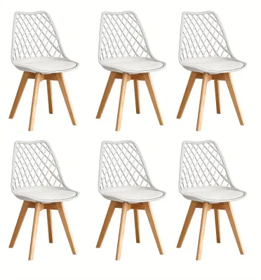 Produktbild von Esszimmerstuhl - Esszimmerstühle - Schalenstuhl - Küchenstuhl - Stuhl - Set mit 6 Stück - Weiß - Skandinavisches Design
