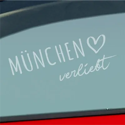 Produktbild von Auto Aufkleber München verliebt Herz Stadt Heimat Liebe Car 19x7 cm Milchglas Sticker Heckscheibenaufkleber