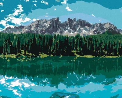 Produktbild von Zuty - Malen nach Zahlen - SEE UNTER DEN BERGEN (TED DAVIS), 40x50 cm, mit Keilrahmen (bereits gespannt)
