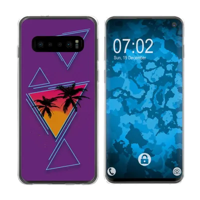 Produktbild von PhoneNatic Case kompatibel mit Samsung Galaxy S10 Silikon-Hülle Retro Wave Palmen M3