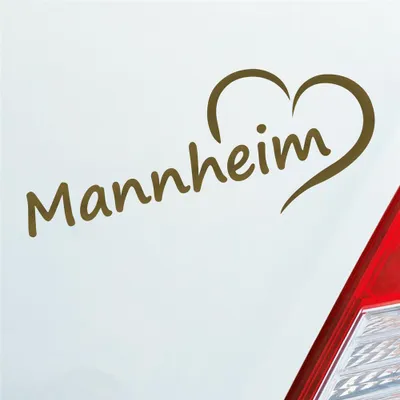 Produktbild von Auto Aufkleber Mannheim Herz Heart Stadt City Liebe Love 20x8 cm Gold Sticker Heckscheibenaufkleber