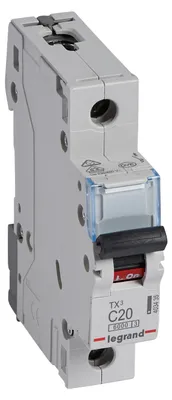 Produktbild von Legrand 403435 TX3 LS-Schalter C 20A 1-polig 6kA 230/400VAC 1TE